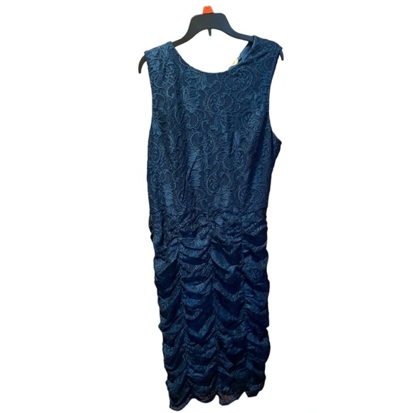 Eliza J Sleeveless Floral Lace Ruched Bodycon Dress in Teal size 14 NWT Flawed - Picture 1 of 6